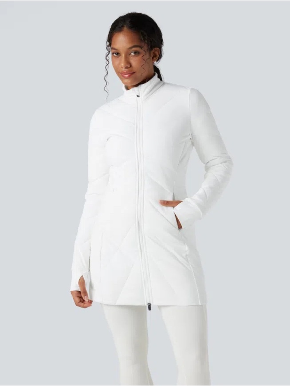 PuffFlex Long Sleeve White Quilted Puffer Jacket